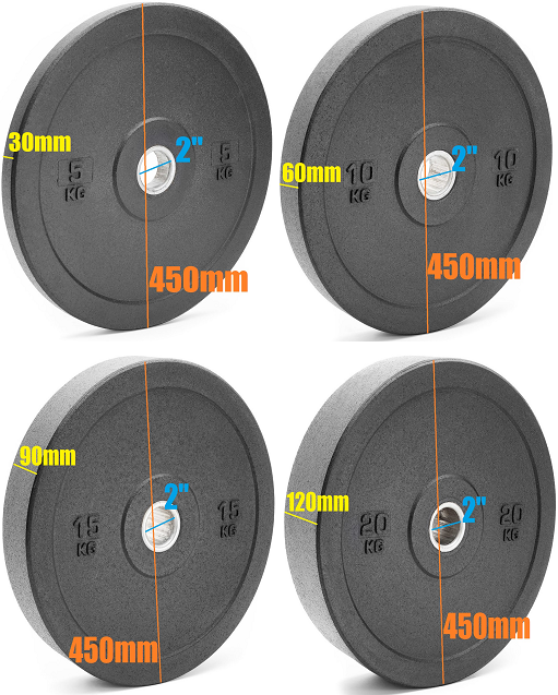 Bumper Weight Plates Black Olympic Size Rubber Crumb 5kg 10kg 15kg 20kg