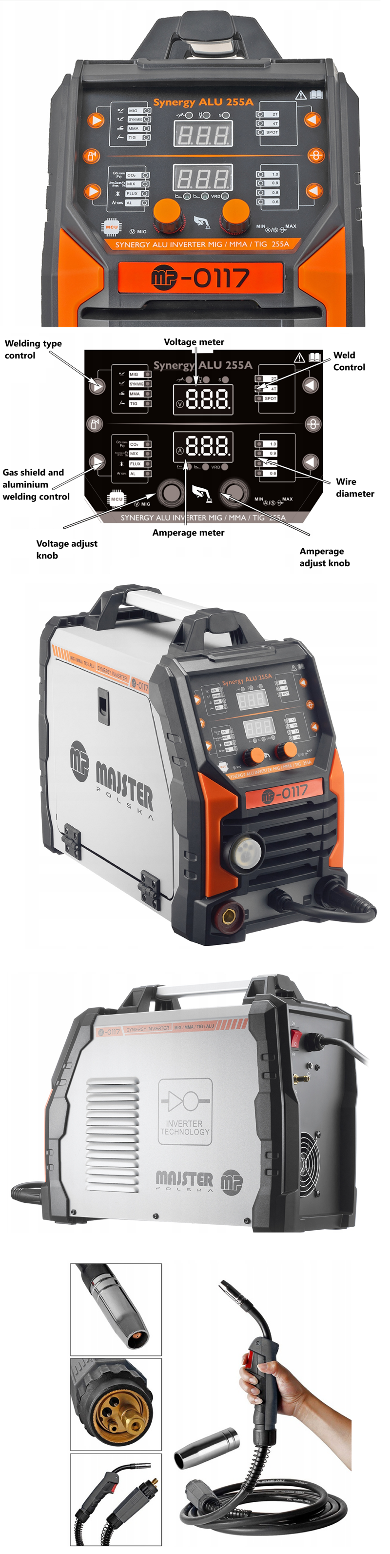 MIG MAG MMA TIG Inverter Welder 250A - Flux Gas Multi-Function Welding Machine