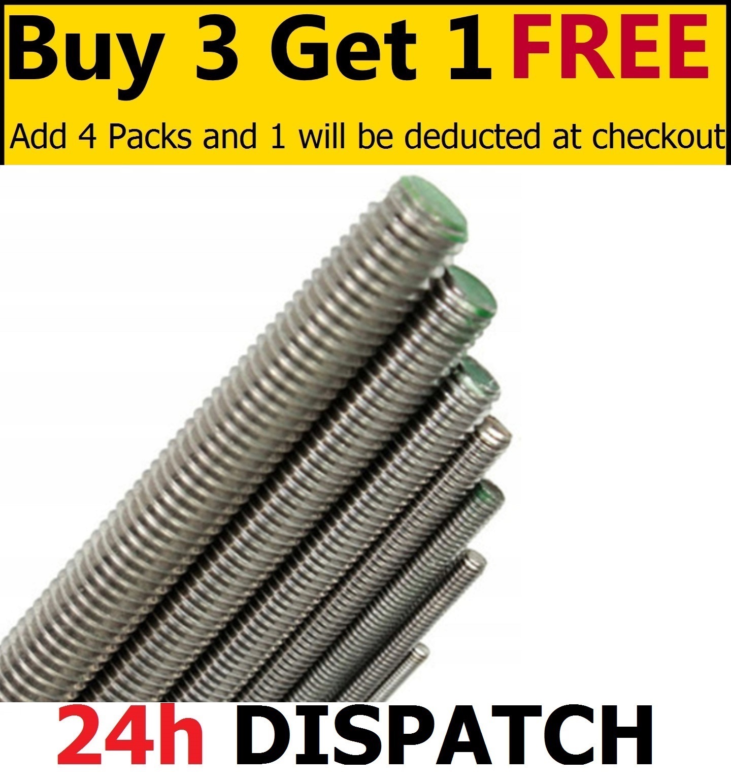 Threaded Rod M3 M30 Threaded Bar 1000mm Steel Zinc Plated MULTI